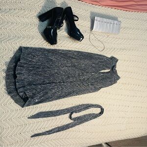 Chic Black and Silver Dress with Accessories